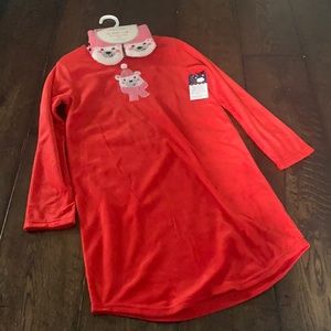 Rene Rofe girls fleece pajama gown cozy socks bear